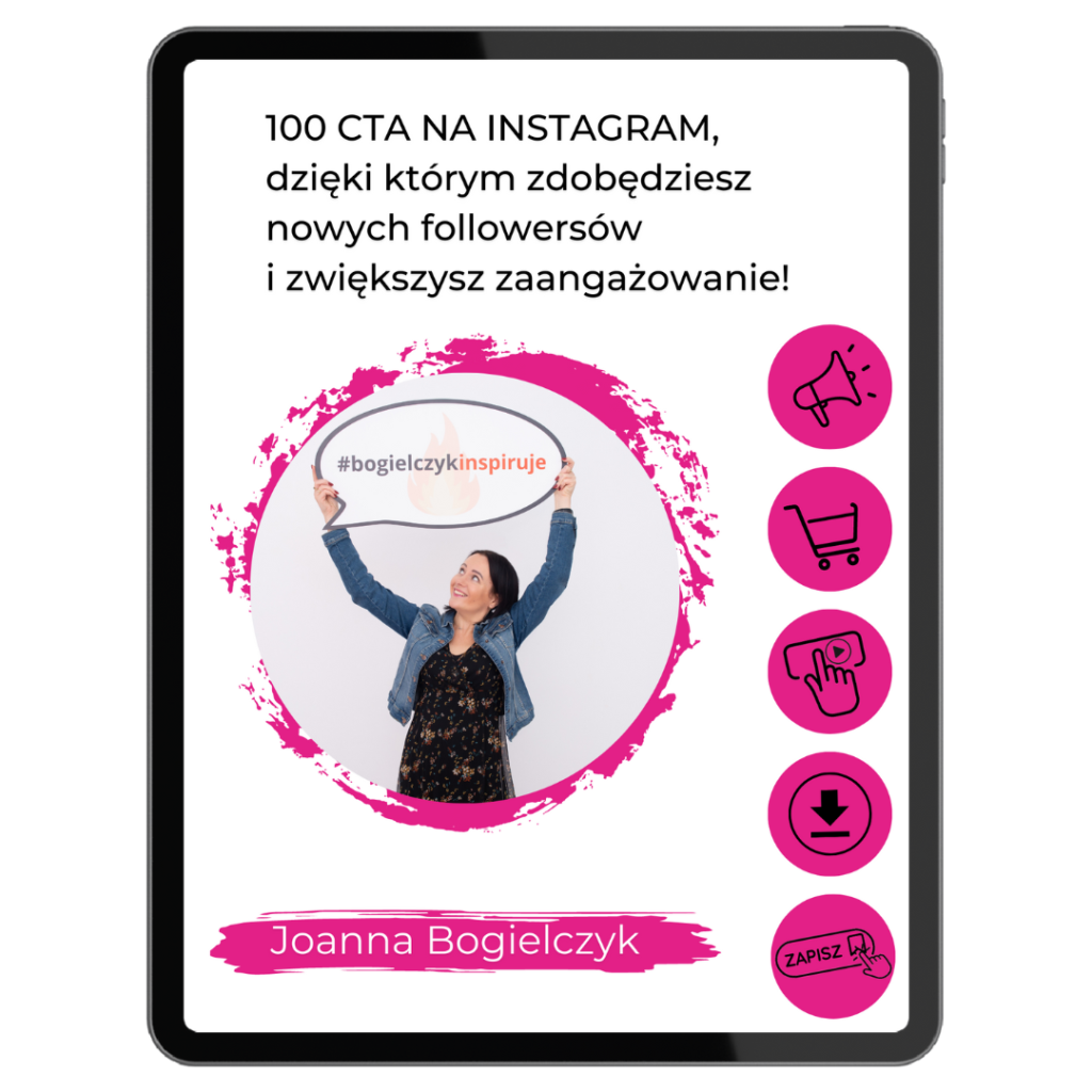 Ebook zawierający 100 CTA (wezwań do działania) na Instagram